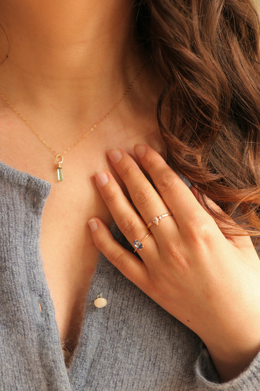 Collier tourmaline vert bleuté et or 18k.
