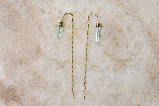 Boucles d’oreilles tourmalines vert bleuté et or 18k.