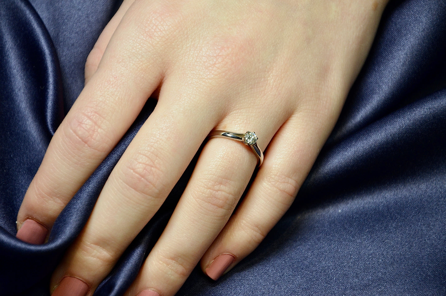 Bague or blanc 18k diamant 0,26ct.