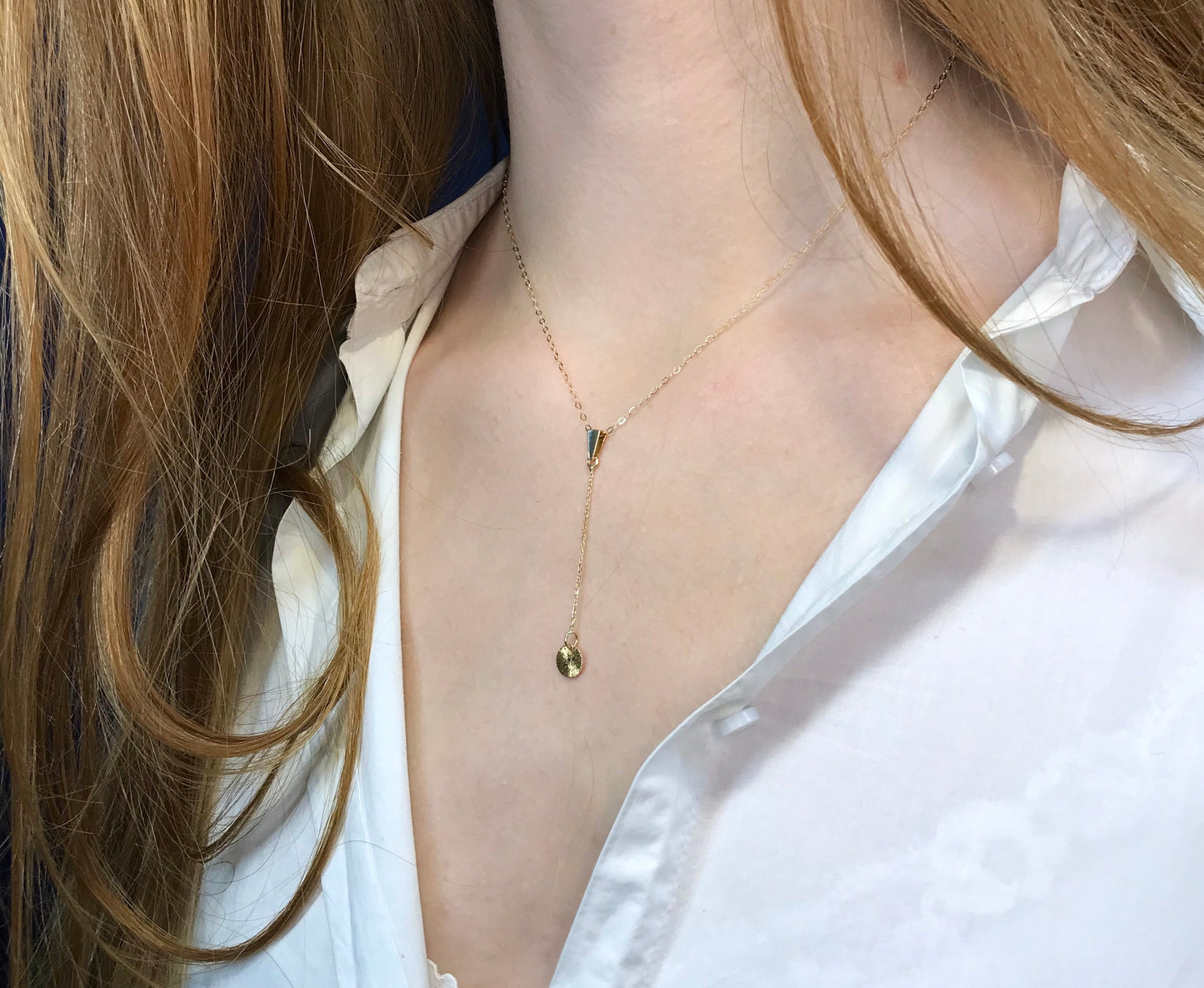 Médaillon gravé - Collier cravate or 18k