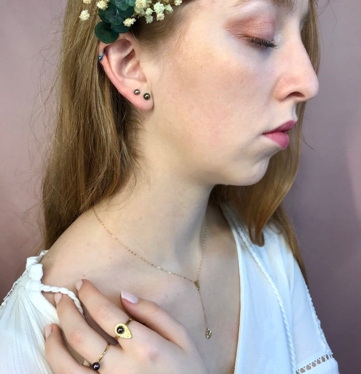 Médaillon gravé - Collier cravate or 18k