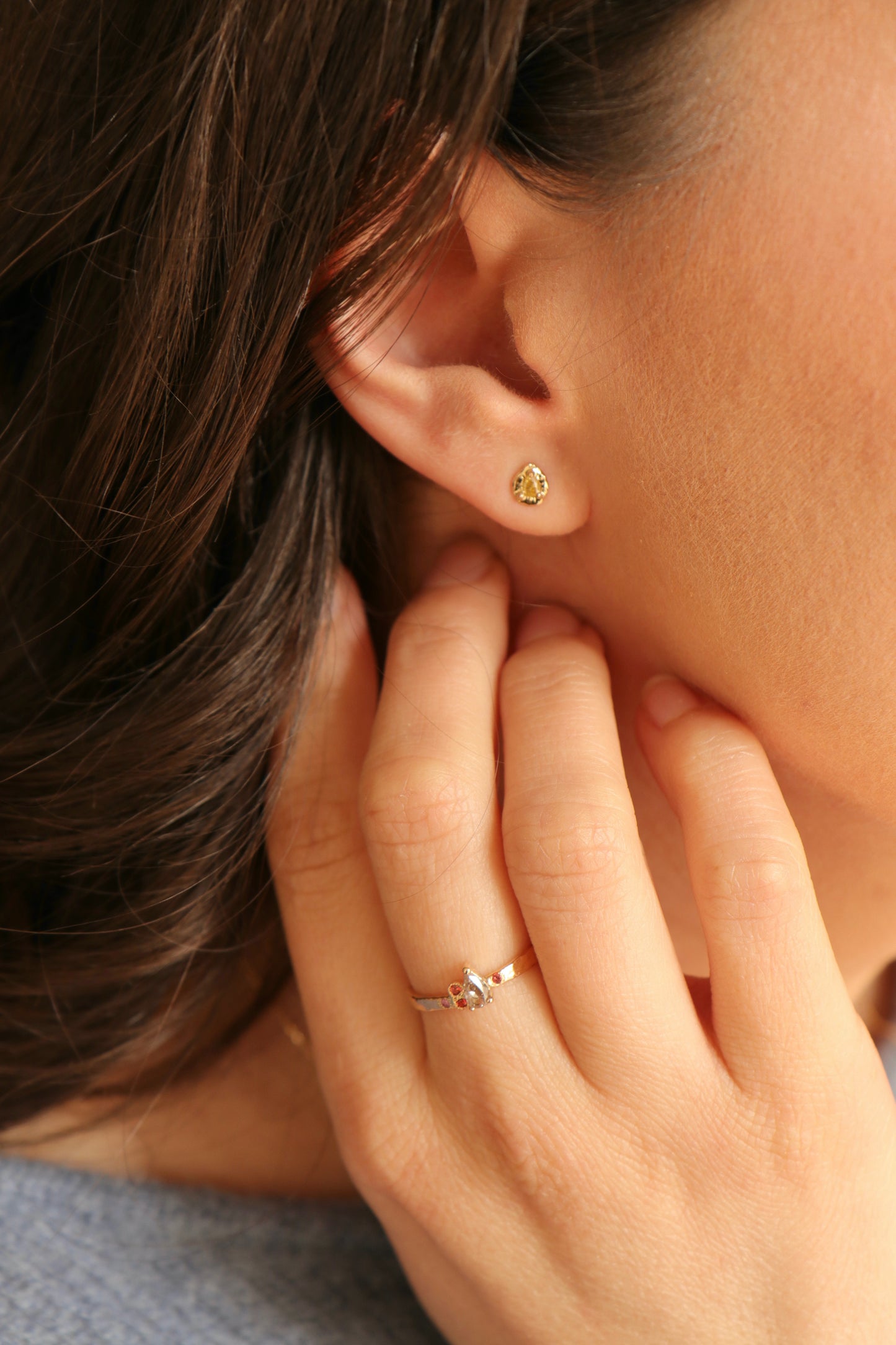 Boucles d’oreilles diamants jaune et or 750